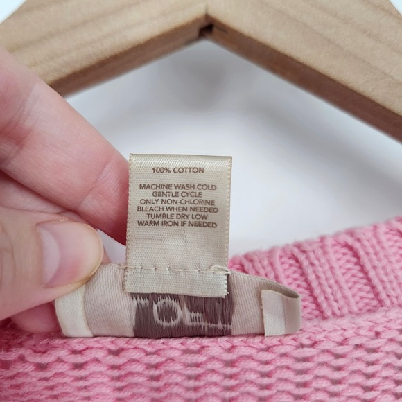 LOFT Womens Colorblock Crewneck Sweater Size L Pink Orange Cotton Capsule Preppy - Picture 5 of 6